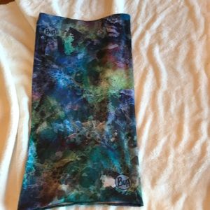 Buff blue swirl neck gaiter